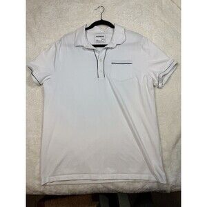 Express Men's XL White Stretch Moisture Wicking Polo Shirt Black Trim Pocket